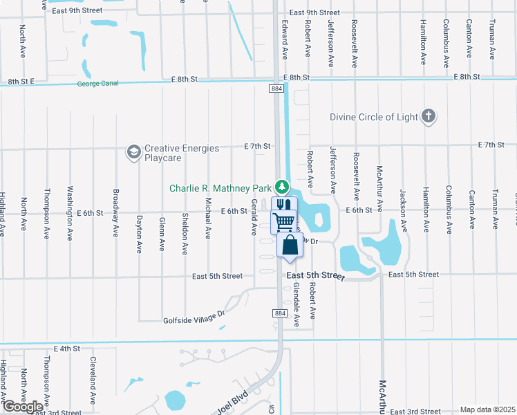 map of restaurants, bars, coffee shops, grocery stores, and more near 2215 East 6th Street in Lehigh Acres