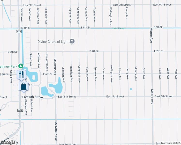 map of restaurants, bars, coffee shops, grocery stores, and more near 3203 East 6th Street in Lehigh Acres