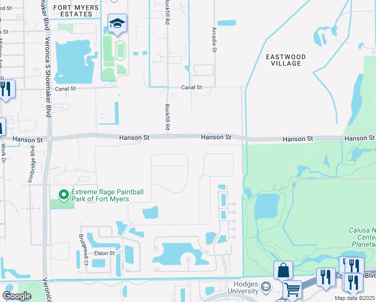 map of restaurants, bars, coffee shops, grocery stores, and more near 2996 Royal Gardens Avenue in Fort Myers