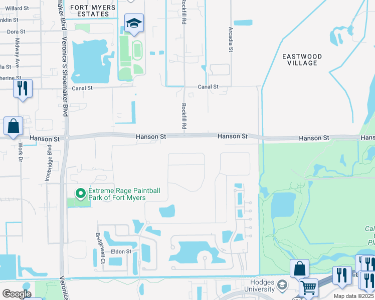 map of restaurants, bars, coffee shops, grocery stores, and more near 3032 Royal Gardens Avenue in Fort Myers