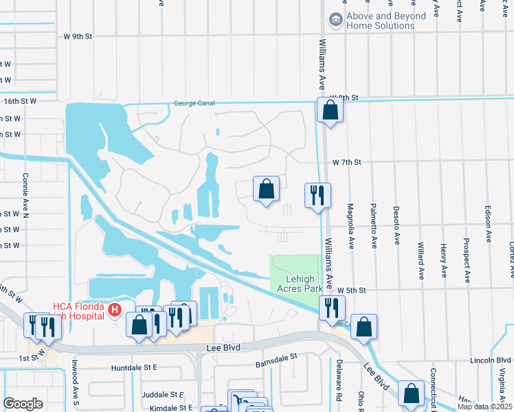 map of restaurants, bars, coffee shops, grocery stores, and more near 8411 Heron Pond Drive in Lehigh Acres