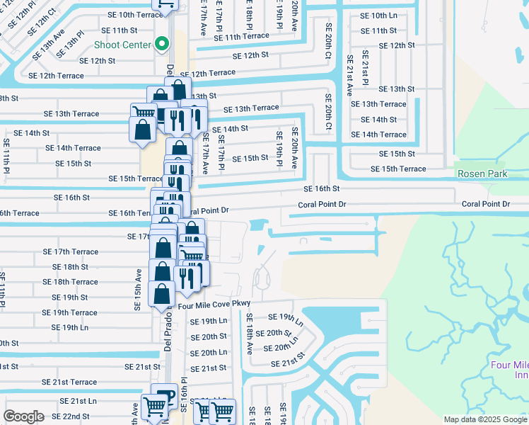 map of restaurants, bars, coffee shops, grocery stores, and more near 1808 Coral Point Drive in Cape Coral