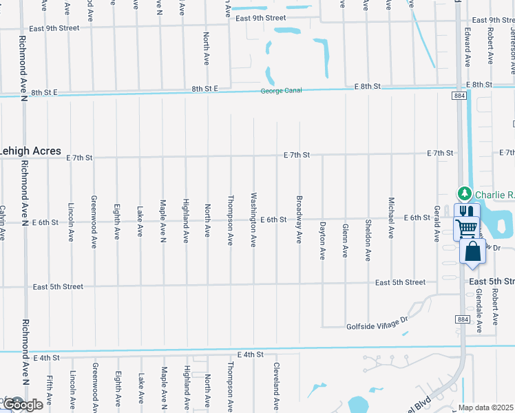 map of restaurants, bars, coffee shops, grocery stores, and more near 604 Washington Avenue in Lehigh Acres