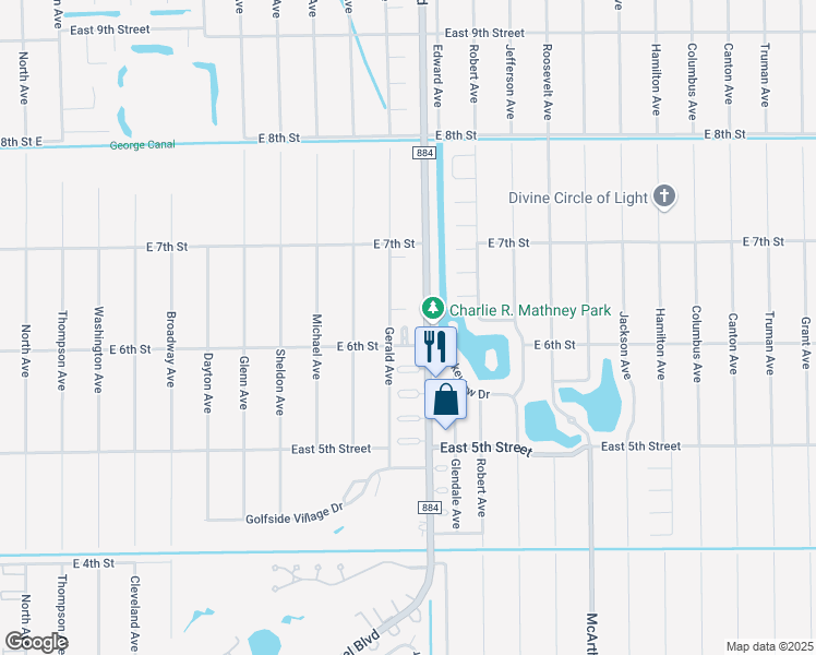 map of restaurants, bars, coffee shops, grocery stores, and more near 2201 East 6th Street in Lehigh Acres