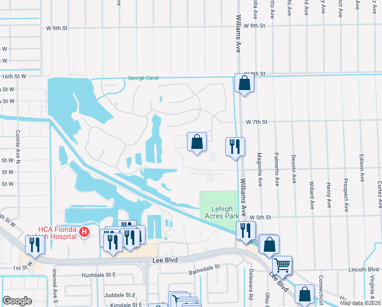 map of restaurants, bars, coffee shops, grocery stores, and more near 8411 Heron Pond Drive in Lehigh Acres