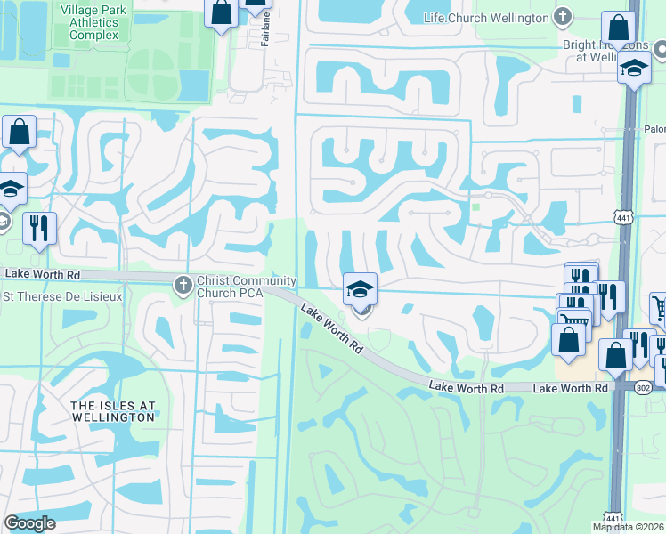 map of restaurants, bars, coffee shops, grocery stores, and more near 10873 Northgreen Drive in Lake Worth