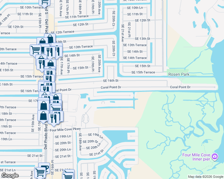 map of restaurants, bars, coffee shops, grocery stores, and more near 2031 Ottersrest Lane in Cape Coral
