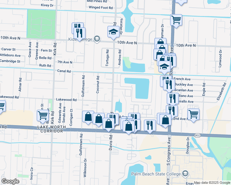 map of restaurants, bars, coffee shops, grocery stores, and more near 3700 Davis Road in Palm Springs