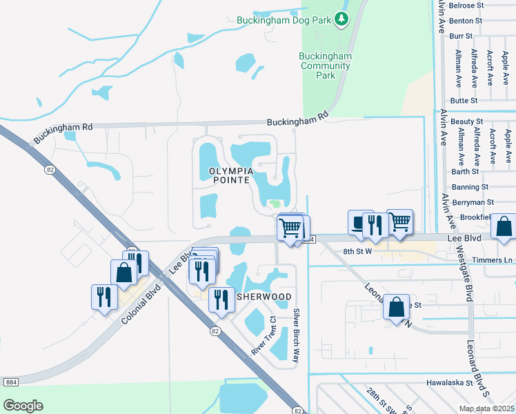 map of restaurants, bars, coffee shops, grocery stores, and more near 8533 Pegasus Drive in Lehigh Acres
