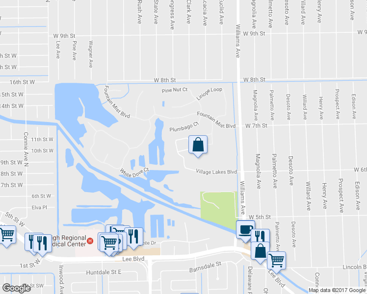 map of restaurants, bars, coffee shops, grocery stores, and more near 8421 Heron Pond Drive in Lehigh Acres