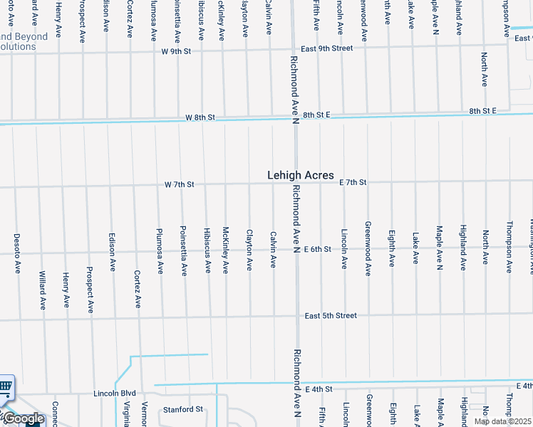 map of restaurants, bars, coffee shops, grocery stores, and more near 613 Calvin Avenue in Lehigh Acres