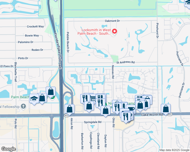 map of restaurants, bars, coffee shops, grocery stores, and more near 7650 Meed Drive in Lake Worth