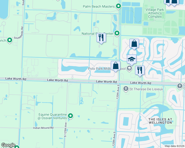 map of restaurants, bars, coffee shops, grocery stores, and more near 12294 Equine Lane in Wellington