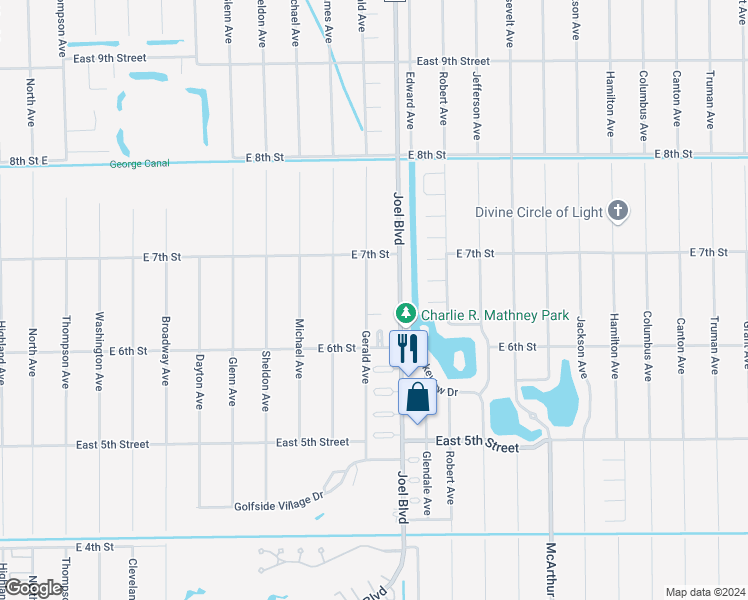 map of restaurants, bars, coffee shops, grocery stores, and more near 611 Joel Boulevard in Lehigh Acres