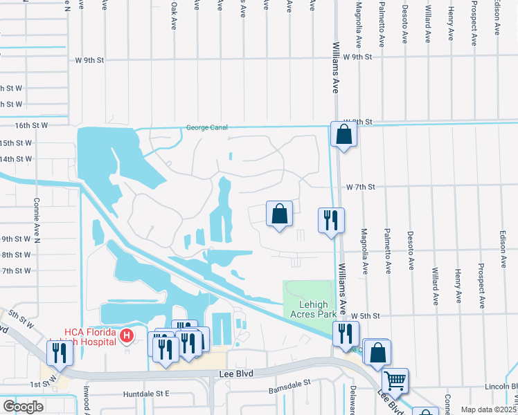 map of restaurants, bars, coffee shops, grocery stores, and more near 8421 Heron Pond Drive in Lehigh Acres