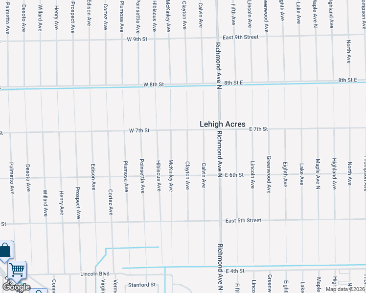 map of restaurants, bars, coffee shops, grocery stores, and more near 615 Clayton Avenue in Lehigh Acres