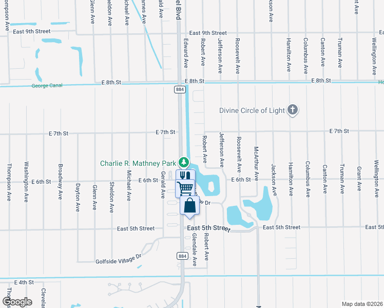 map of restaurants, bars, coffee shops, grocery stores, and more near 2401 Fisher Court in Lehigh Acres