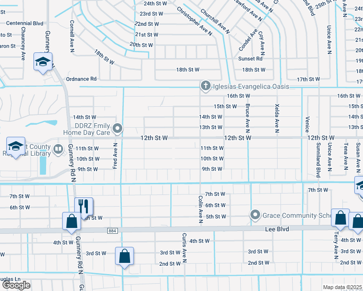 map of restaurants, bars, coffee shops, grocery stores, and more near 4006 11th Street West in Lehigh Acres