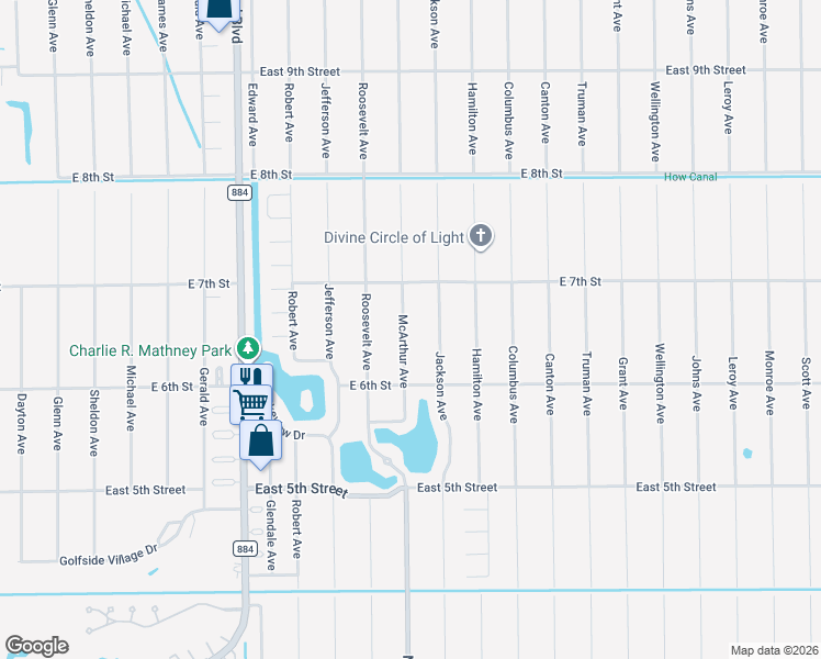 map of restaurants, bars, coffee shops, grocery stores, and more near 610 McArthur Avenue in Lehigh Acres
