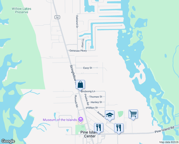 map of restaurants, bars, coffee shops, grocery stores, and more near 5488 Judith Road in Bokeelia