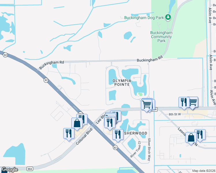 map of restaurants, bars, coffee shops, grocery stores, and more near 11503 Centaur Way in Lehigh Acres