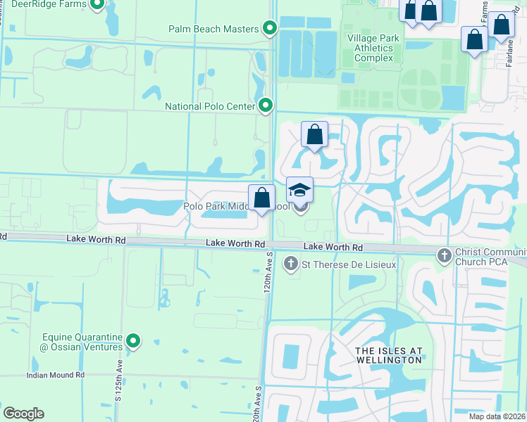 map of restaurants, bars, coffee shops, grocery stores, and more near 12365 Equine Lane in Wellington
