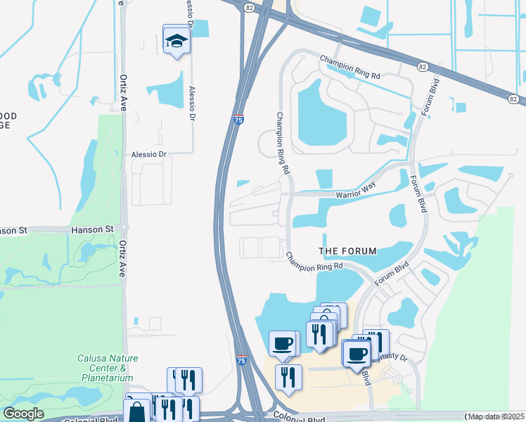map of restaurants, bars, coffee shops, grocery stores, and more near 3114 Champion Ring Road in Fort Myers
