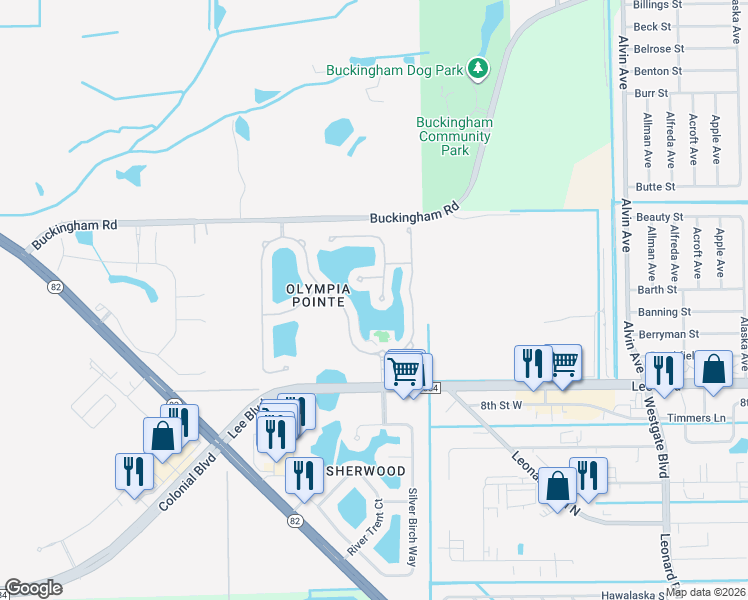 map of restaurants, bars, coffee shops, grocery stores, and more near 11762 Eros Road in Lehigh Acres