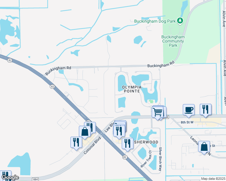 map of restaurants, bars, coffee shops, grocery stores, and more near 8659 Pegasus Drive in Lehigh Acres