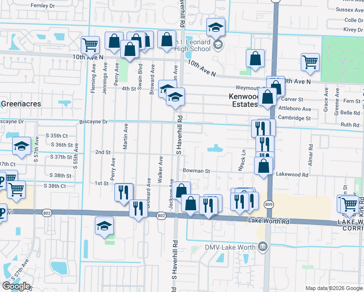 map of restaurants, bars, coffee shops, grocery stores, and more near 4969 Dillon Street in Lake Worth
