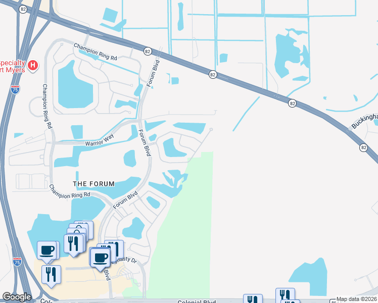 map of restaurants, bars, coffee shops, grocery stores, and more near 9997 Via San Marco Loop in Fort Myers