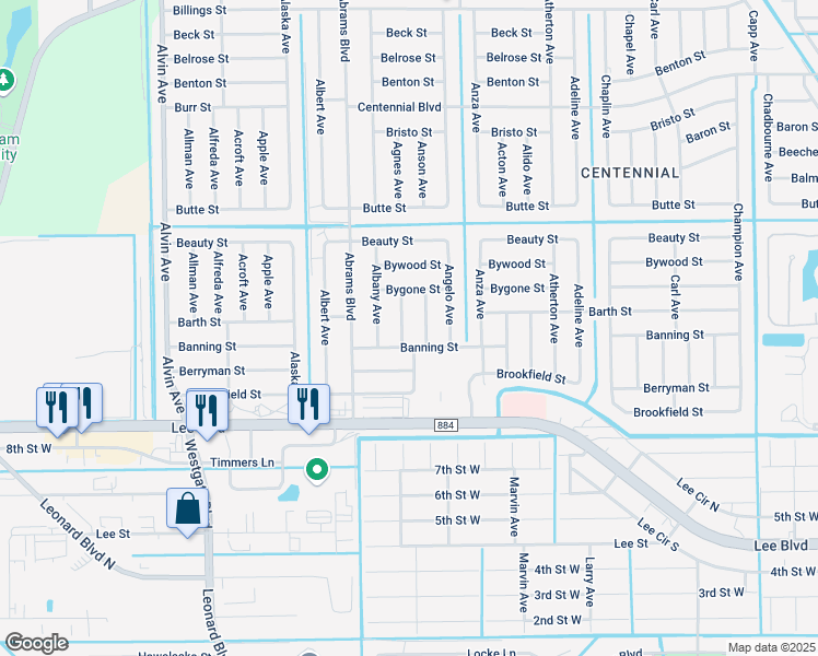 map of restaurants, bars, coffee shops, grocery stores, and more near 900 Agnes Avenue in Lehigh Acres