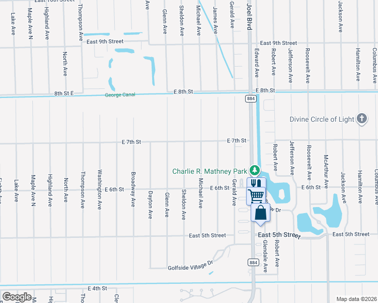 map of restaurants, bars, coffee shops, grocery stores, and more near 1902 East 7th Street in Lehigh Acres