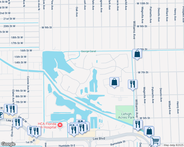 map of restaurants, bars, coffee shops, grocery stores, and more near 18173 Horizon View Boulevard in Lehigh Acres