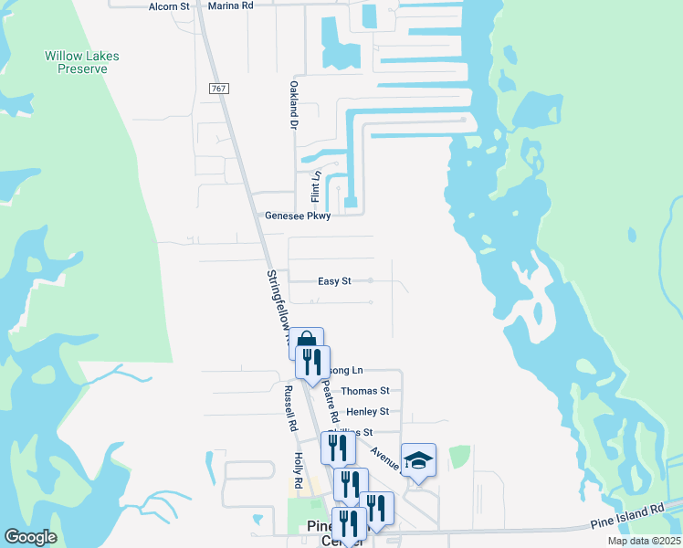 map of restaurants, bars, coffee shops, grocery stores, and more near 5479 Rainbow Drive in Bokeelia