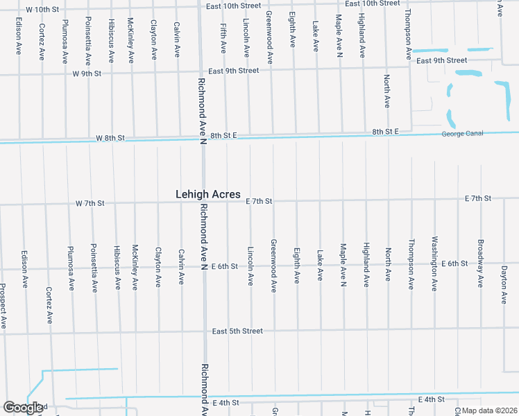 map of restaurants, bars, coffee shops, grocery stores, and more near 701 East 7th Street in Lehigh Acres