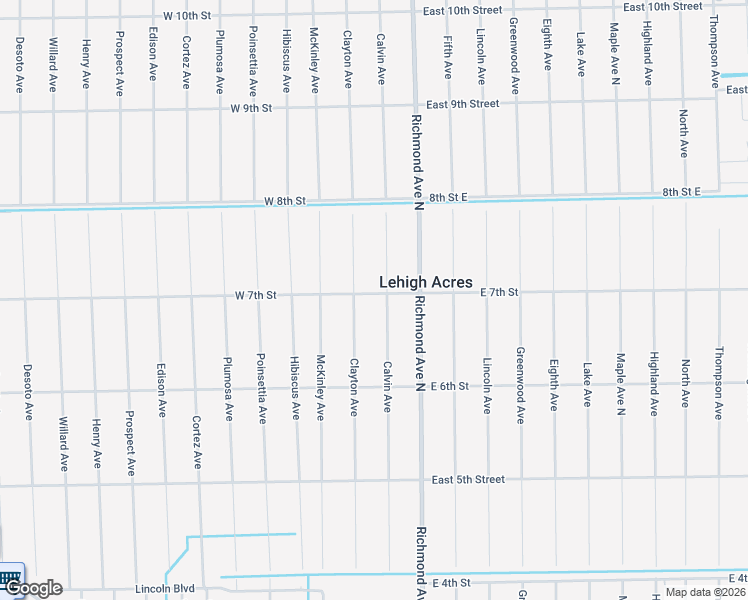 map of restaurants, bars, coffee shops, grocery stores, and more near 205 East 7th Street in Lehigh Acres