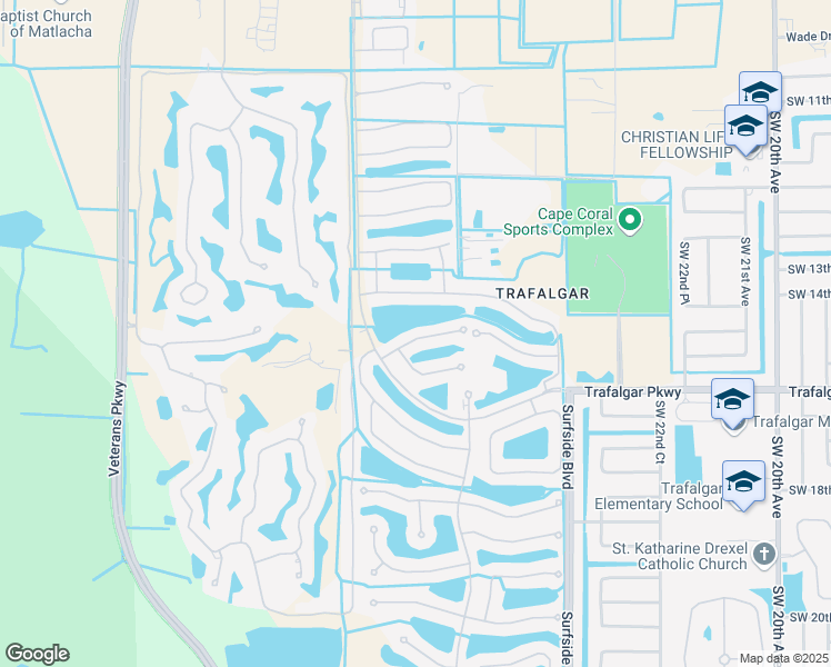 map of restaurants, bars, coffee shops, grocery stores, and more near 2657 Clairfont Court in Cape Coral