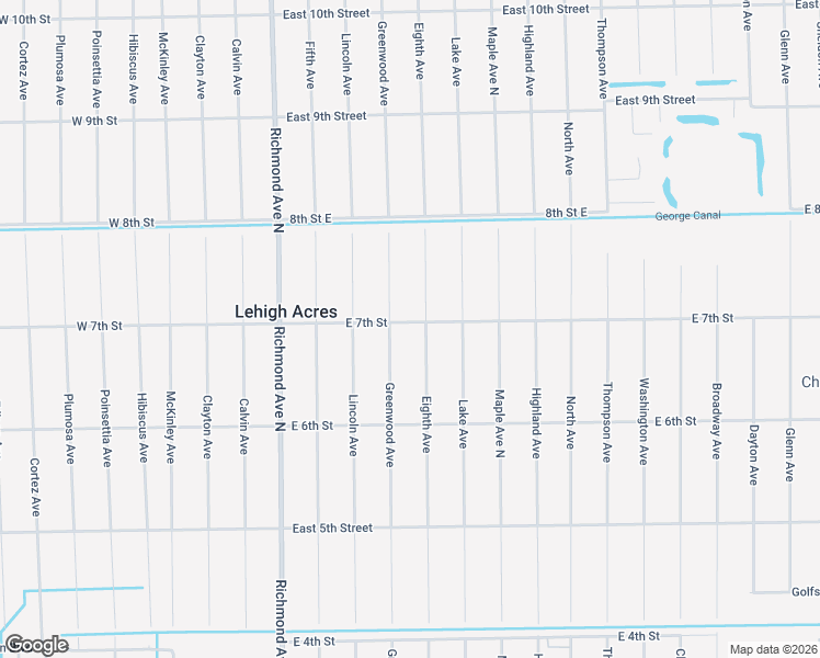 map of restaurants, bars, coffee shops, grocery stores, and more near 704 East 7th Street in Lehigh Acres