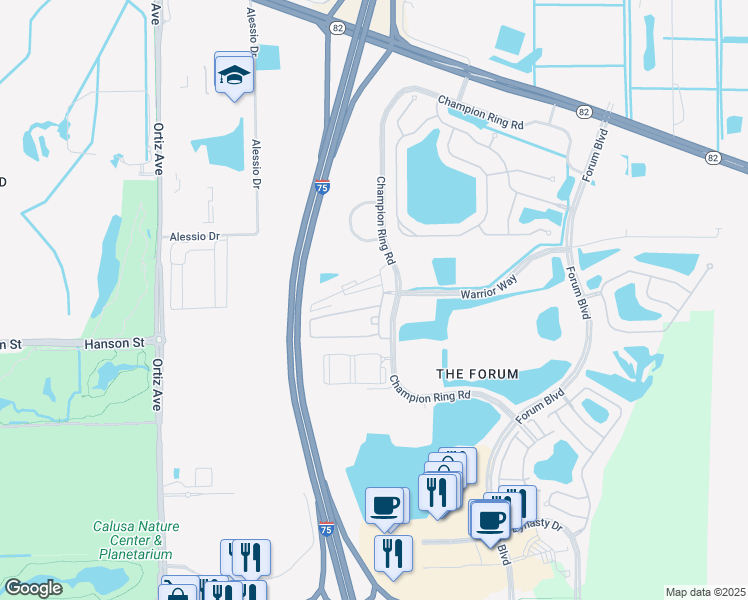 map of restaurants, bars, coffee shops, grocery stores, and more near 9145 Flying Eagle Drive in Fort Myers
