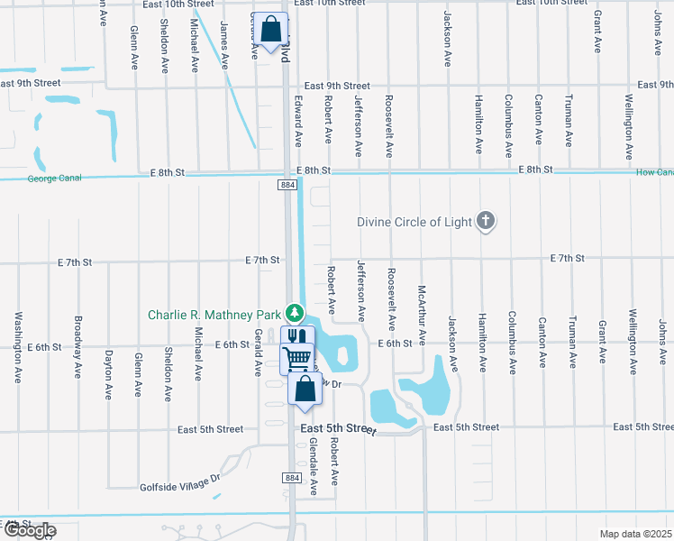 map of restaurants, bars, coffee shops, grocery stores, and more near 2502 East 7th Street in Lehigh Acres