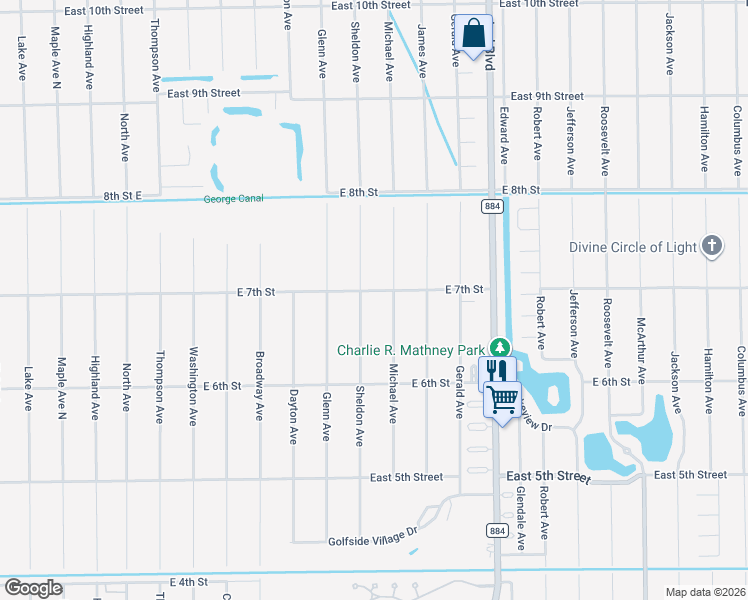map of restaurants, bars, coffee shops, grocery stores, and more near 1902 East 7th Street in Lehigh Acres