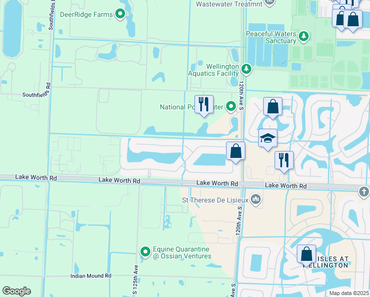 map of restaurants, bars, coffee shops, grocery stores, and more near 12449 Equine Lane in Wellington