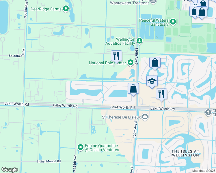 map of restaurants, bars, coffee shops, grocery stores, and more near 12449 Equine Lane in Wellington