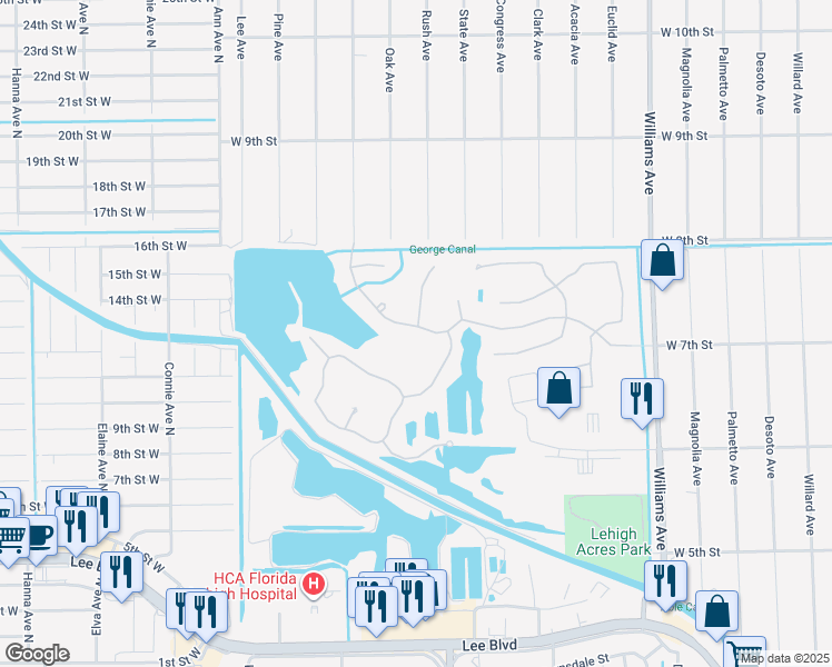 map of restaurants, bars, coffee shops, grocery stores, and more near 8190 Fountain Mist Boulevard in Lehigh Acres