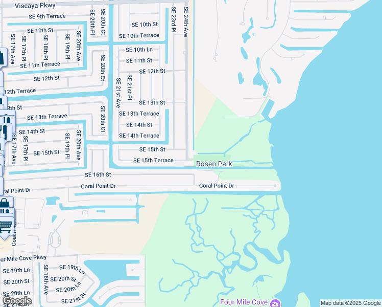 map of restaurants, bars, coffee shops, grocery stores, and more near 1507 Southeast 24th Avenue in Cape Coral