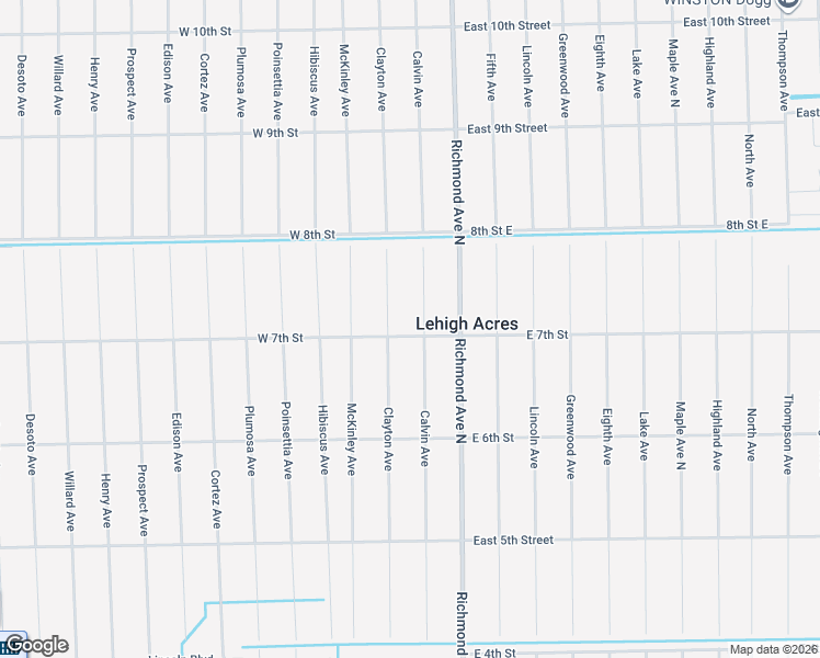 map of restaurants, bars, coffee shops, grocery stores, and more near 205 East 7th Street in Lehigh Acres
