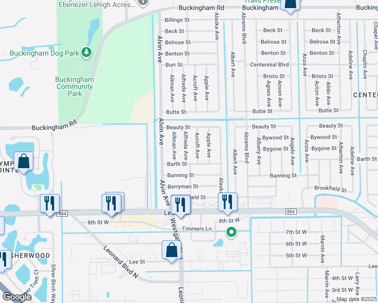map of restaurants, bars, coffee shops, grocery stores, and more near 903 Alfreda Avenue in Lehigh Acres