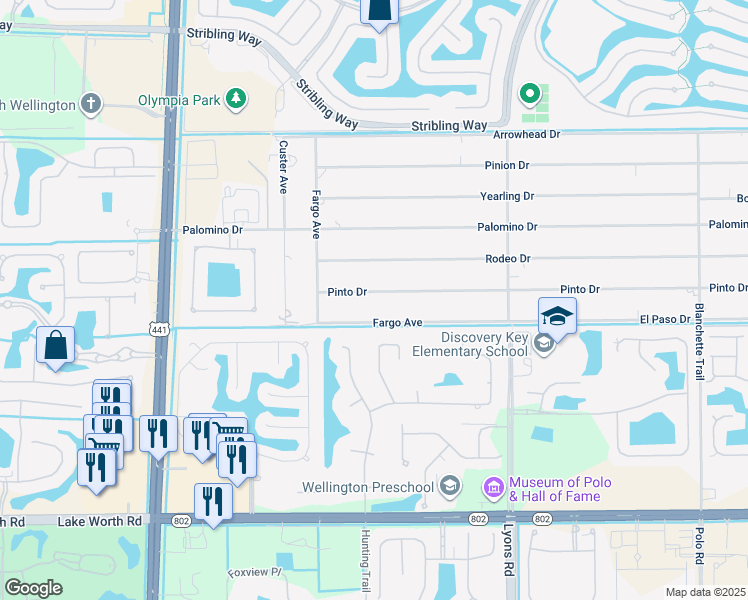 map of restaurants, bars, coffee shops, grocery stores, and more near 9395 El Paso Drive in Lake Worth