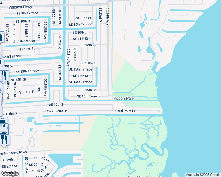 map of restaurants, bars, coffee shops, grocery stores, and more near 1507 Southeast 24th Avenue in Cape Coral